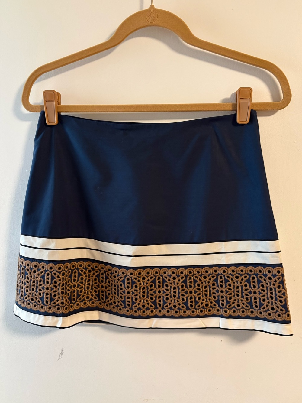 Tuckernuck Navy Blue with Embroidered Border Mini Skirt